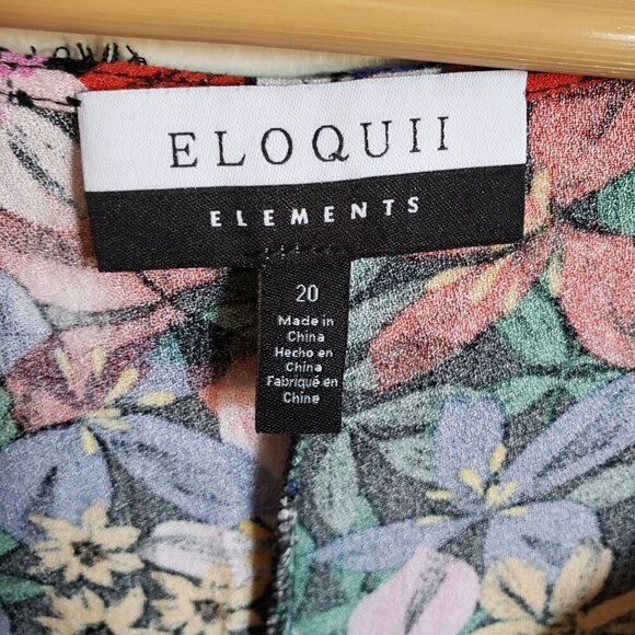 Eloquii Knot Front V-Neck Floral Flounce Dress Island Garland Sz Women's 20 Plus - Picture 2 of 10